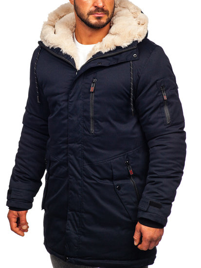 Bolf Herren Winterjacke Parka Dunkalblau  22M39