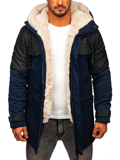 Bolf Herren Winterjacke Parka Dunkelblau  22M116