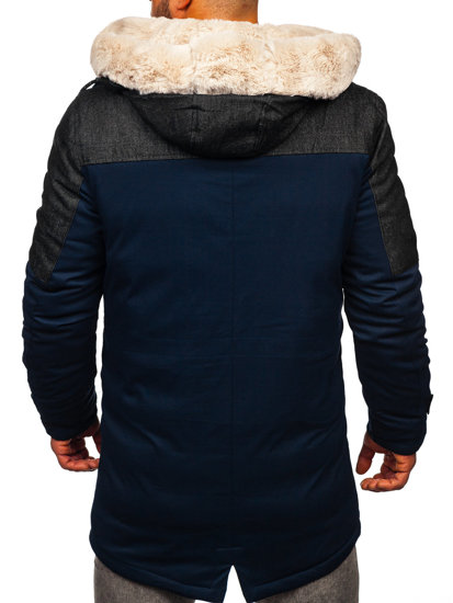 Bolf Herren Winterjacke Parka Dunkelblau  22M116