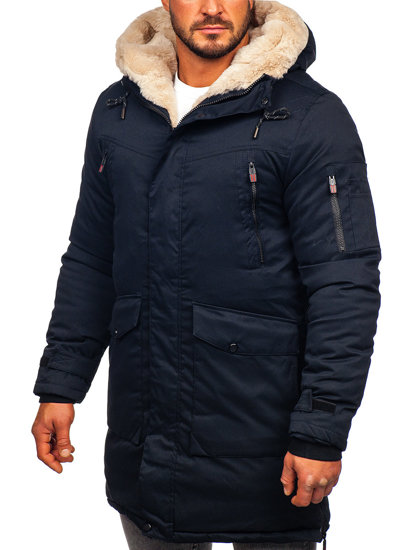 Bolf Herren Winterjacke Parka Dunkelblau  22M50