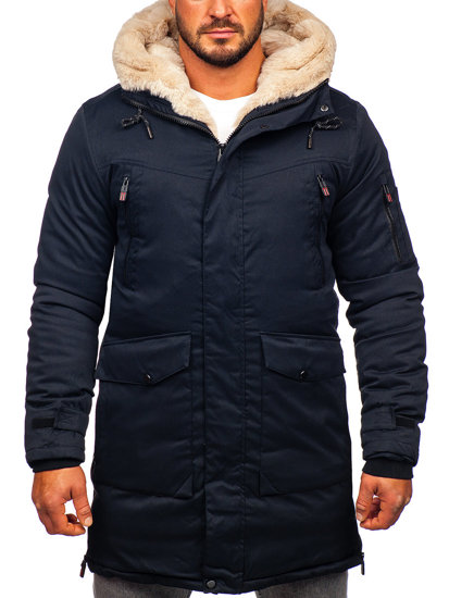 Bolf Herren Winterjacke Parka Dunkelblau  22M50