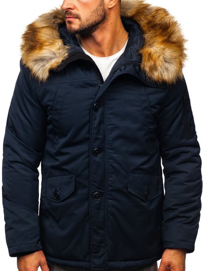 Bolf Herren Winterjacke Parka Dunkelblau  JK355