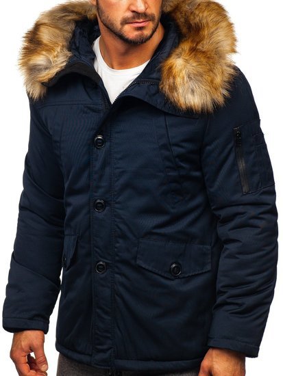 Bolf Herren Winterjacke Parka Dunkelblau  JK355