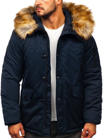 Bolf Herren Winterjacke Parka Dunkelblau  JK355