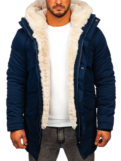 Bolf Herren Winterjacke Parka Dunkelblau  M115