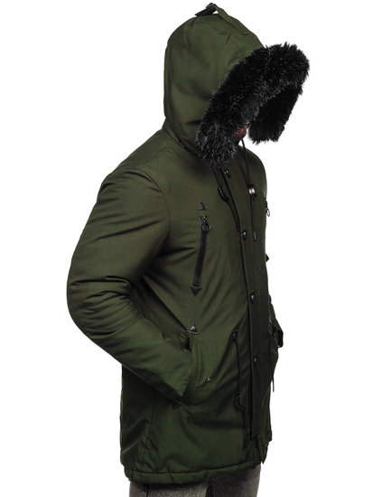 Bolf Herren Winterjacke Parka Grün  1068