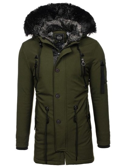 Bolf Herren Winterjacke Parka Grün  1068