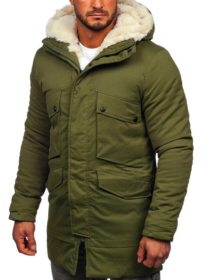 Bolf Herren Winterjacke Parka Khaki  M115