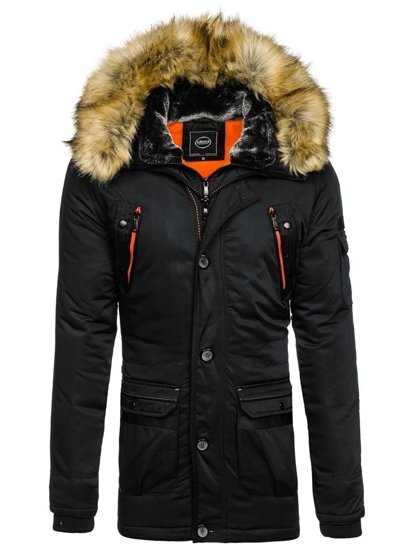 Bolf Herren Winterjacke Parka Schwarz  1067