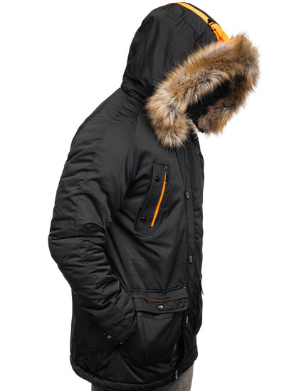 Bolf Herren Winterjacke Parka Schwarz  1067