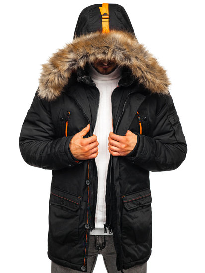 Bolf Herren Winterjacke Parka Schwarz  1067