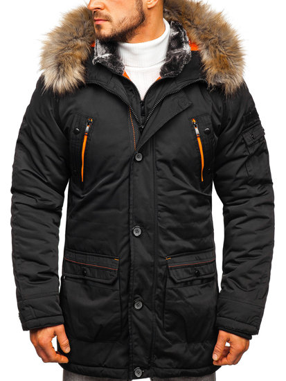 Bolf Herren Winterjacke Parka Schwarz  1067