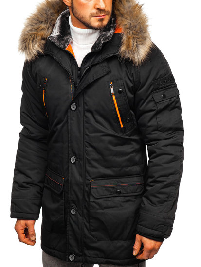 Bolf Herren Winterjacke Parka Schwarz  1067