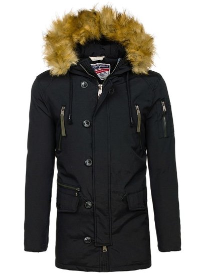 Bolf Herren Winterjacke Parka Schwarz  1795