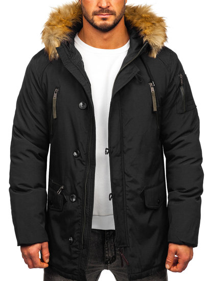 Bolf Herren Winterjacke Parka Schwarz  1795