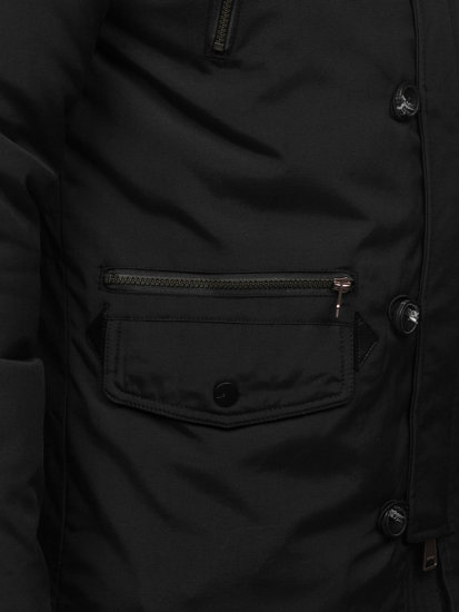 Bolf Herren Winterjacke Parka Schwarz  1795