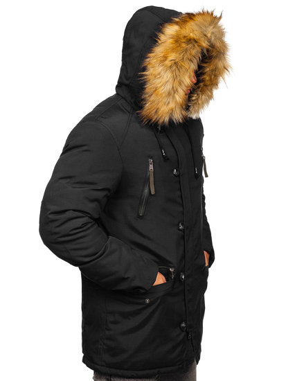 Bolf Herren Winterjacke Parka Schwarz  1795