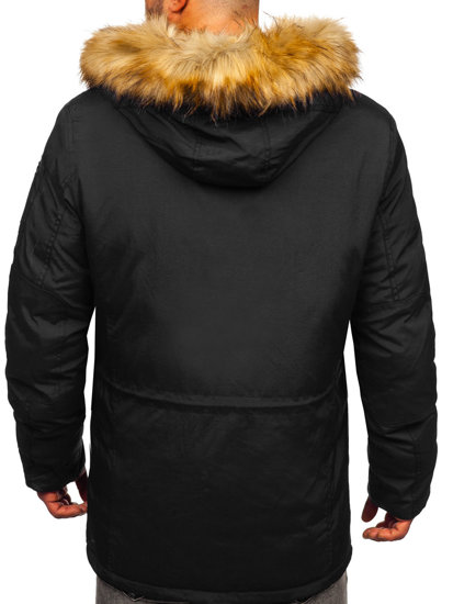 Bolf Herren Winterjacke Parka Schwarz  1795