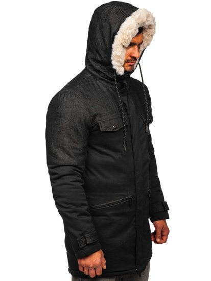 Bolf Herren Winterjacke Parka Schwarz  22M116