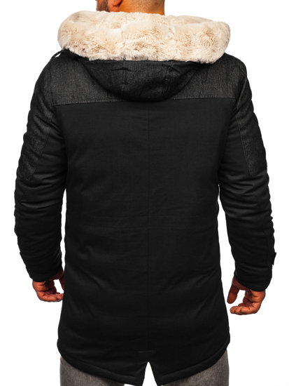 Bolf Herren Winterjacke Parka Schwarz  22M116