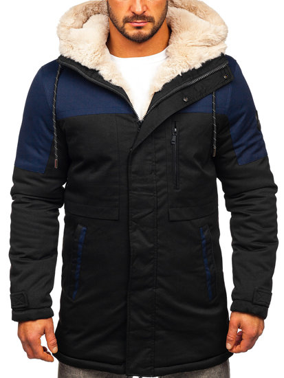 Bolf Herren Winterjacke Parka Schwarz  22M118