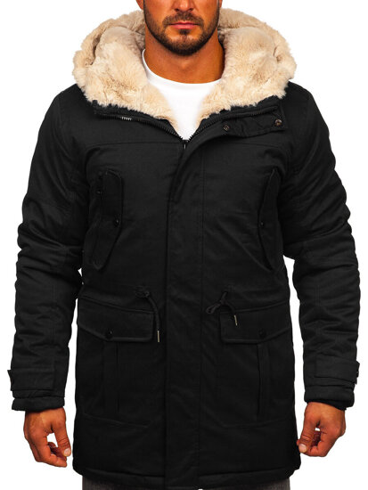 Bolf Herren Winterjacke Parka Schwarz  22M317