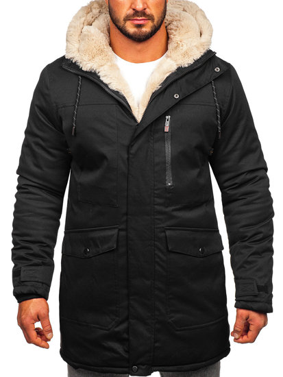 Bolf Herren Winterjacke Parka Schwarz  22M37