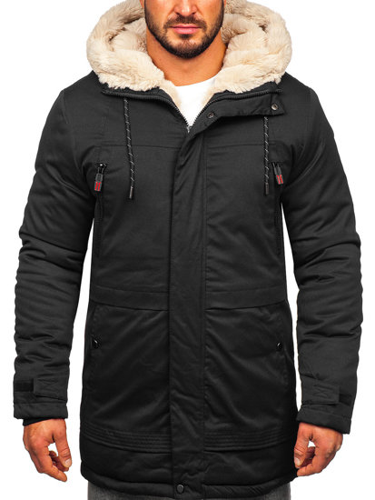 Bolf Herren Winterjacke Parka Schwarz  22M51