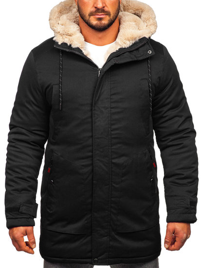 Bolf Herren Winterjacke Parka Schwarz  22M52