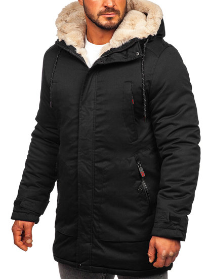 Bolf Herren Winterjacke Parka Schwarz  22M52