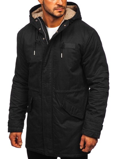 Bolf Herren Winterjacke Parka Schwarz  EX838