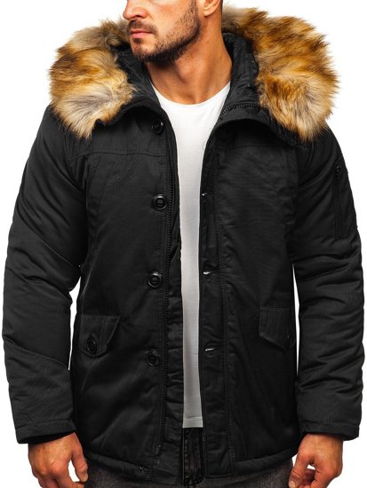 Bolf Herren Winterjacke Parka Schwarz  JK355