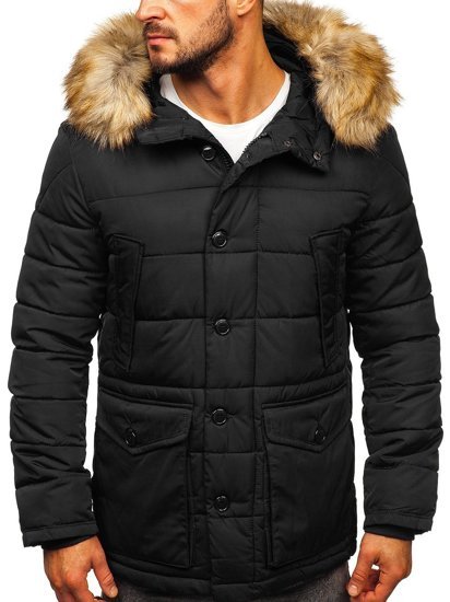 Bolf Herren Winterjacke Parka Schwarz  JK361