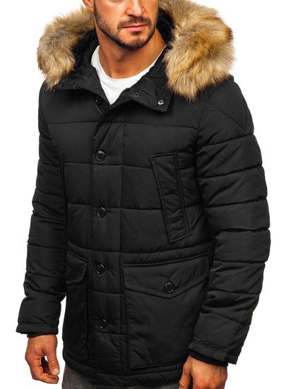 Bolf Herren Winterjacke Parka Schwarz  JK361