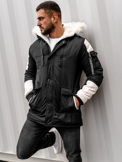 Bolf Herren Winterjacke Parka Schwarz  JP5832A