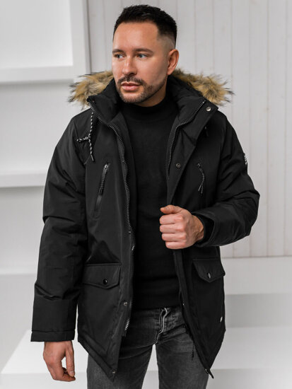 Bolf Herren Winterjacke Parka Schwarz alaska  WX032A1