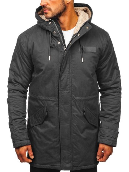 Bolf Herren Winterjacke Parka Schwarzgrau  EX838