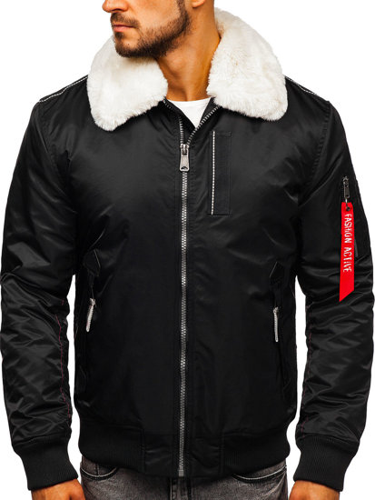 Bolf Herren Winterjacke Pilotenjacke Schwarz  1787