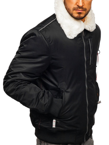 Bolf Herren Winterjacke Pilotenjacke Schwarz  1787