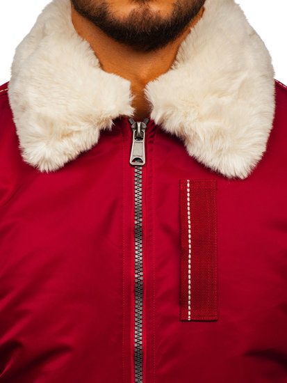 Bolf Herren Winterjacke Pilotenjacke Weinrot  1787