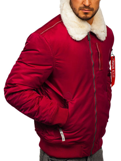 Bolf Herren Winterjacke Pilotenjacke Weinrot  1787