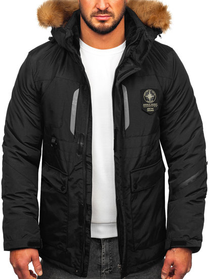 Bolf Herren Winterjacke Schwarz  1827