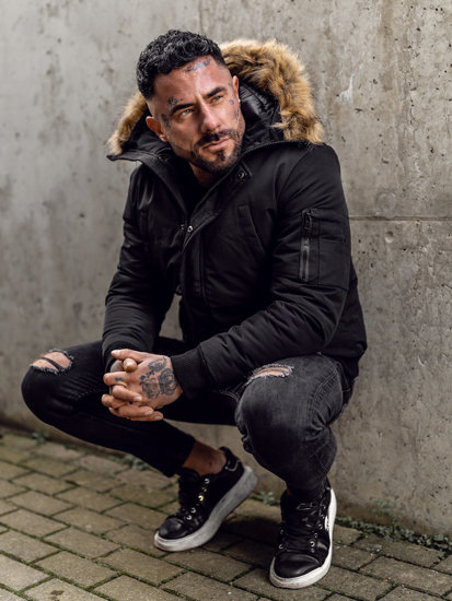 Bolf Herren Winterjacke Schwarz  2019