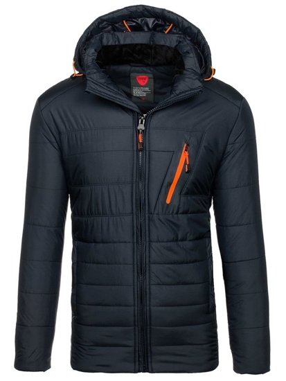 Bolf Herren Winterjacke Schwarzgrau  1822