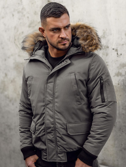 Bolf Herren Winterjacke Schwarzgrau  2019