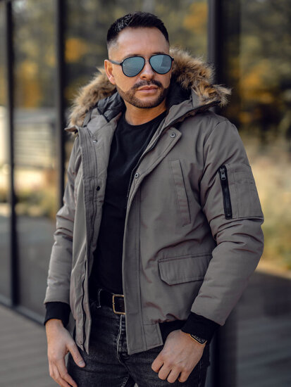 Bolf Herren Winterjacke Schwarzgrau  2019