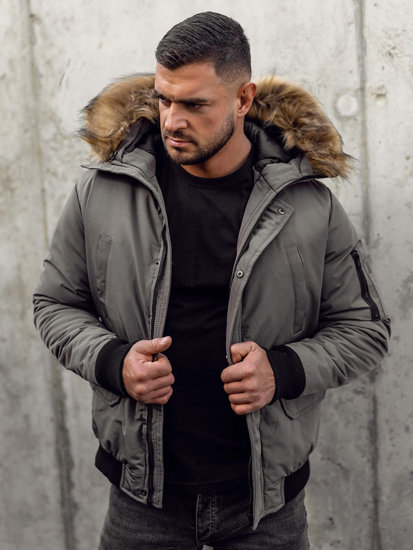 Bolf Herren Winterjacke Schwarzgrau  2019