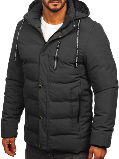 Bolf Herren Winterjacke Schwarzgrau  5M3136