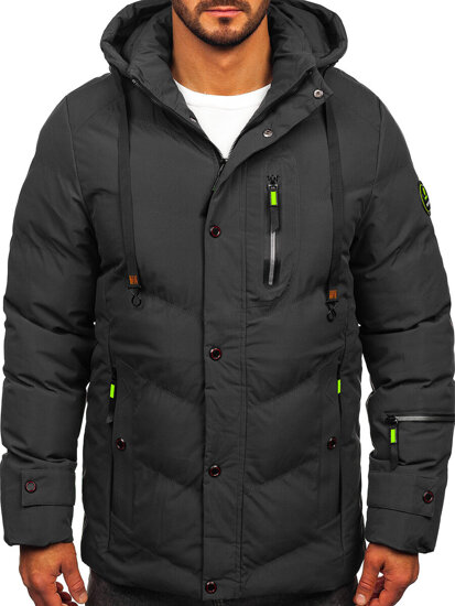 Bolf Herren Winterjacke Schwarzgrau  5M3137