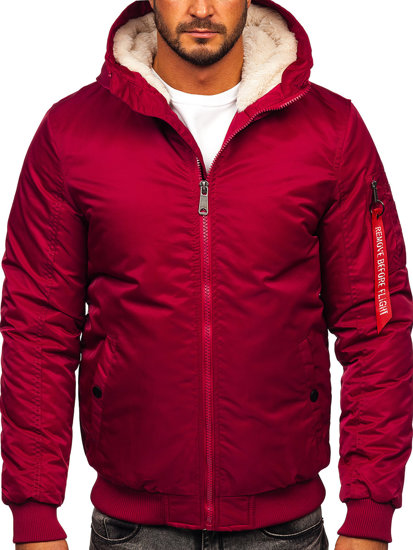 Bolf Herren Winterjacke Weinrot  2120